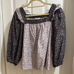 Carolina Belle Black and Purple Floral Blouse